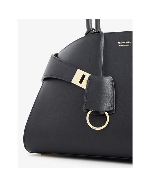 Ferragamo Black Hug Small Leather Top-handle Bag