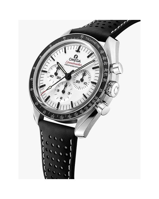 Omega White 310.32.42.50.04.002 Speedmaster Moonwatch Professional Steel And Leather Manual Chronograph Watch for men