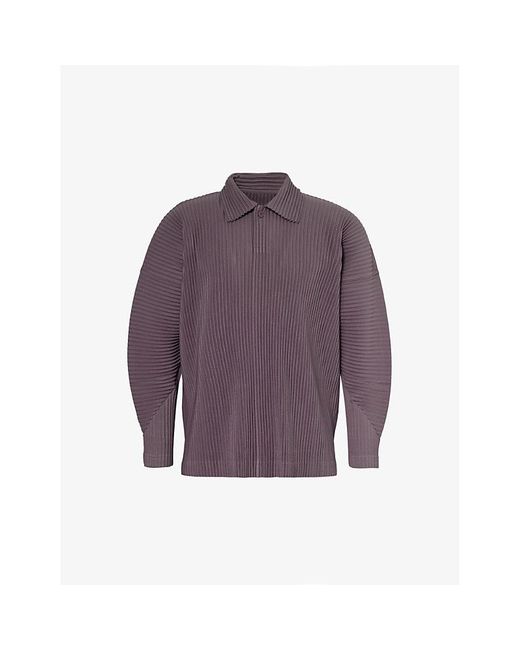 Homme Plissé Issey Miyake Purple Pleated Relaxed-fit Knitted Polo Shirt for men