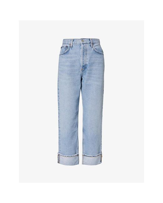 Agolde Blue Fran Straight-leg Mid-rise Organic-cotton Jeans