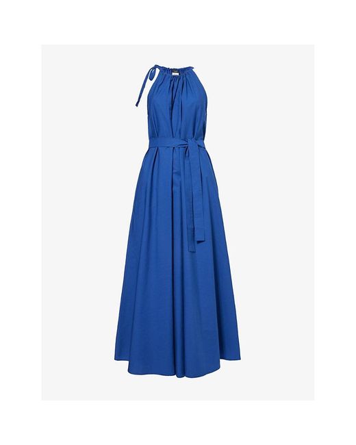 Weekend by Maxmara Blue Fidato Sleeveless Cotton Midi Dress