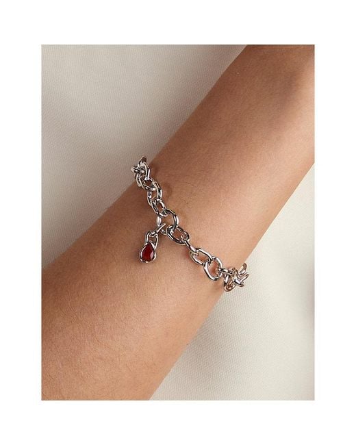 Astrid & Miyu Red Chalcedony July Birthstone Rhodium-Plated Sterling Clip Charm