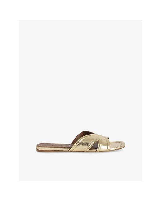 Zadig & Voltaire Natural Azora Metallic-Leather Mules