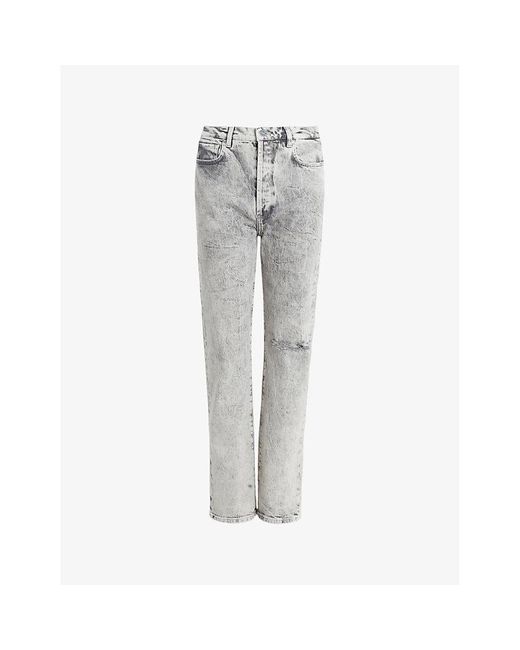 AllSaints Gray Edie Straight-leg High-rise Stretch-denim Jeans