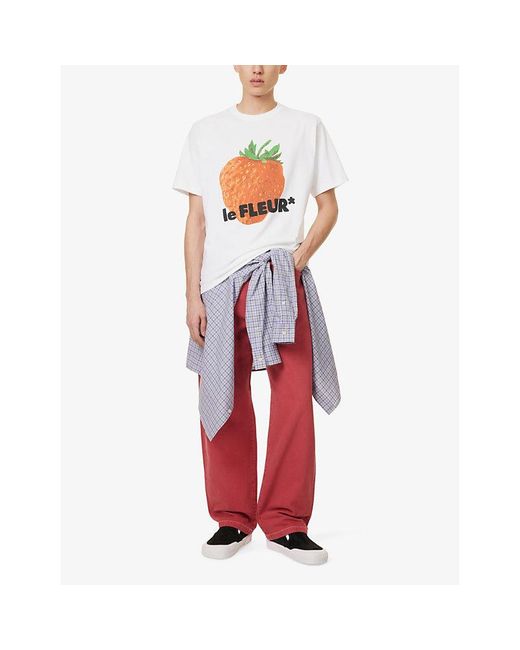 GOLF le FLEUR White Regular-Fit Graphic-Print Cotton-Jersey T-Shirt for men