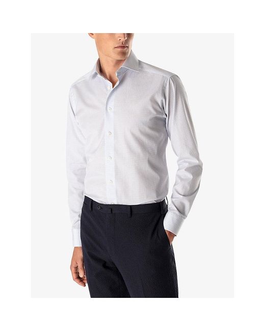 Eton of Sweden Blue Business Point-Collar Regular-Fit Cotton-Poplin Shirt for men