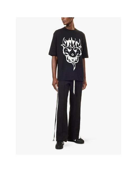 Y-3 Black Graphic-Print Short-Sleeve Cotton T-Shirt for men