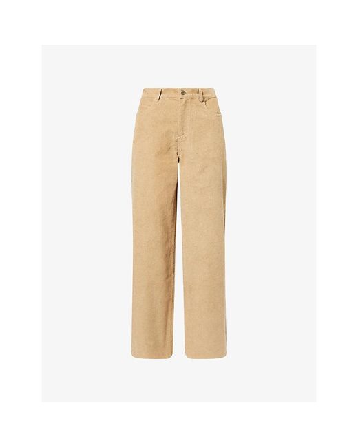 LeKasha Natural Vicence Straight-Leg Cotton Corduroy Trousers