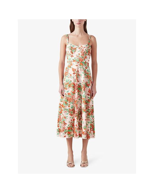 L.K.Bennett Multicolor Lucy Neon-print Fitted-waist Cotton Midi Dress