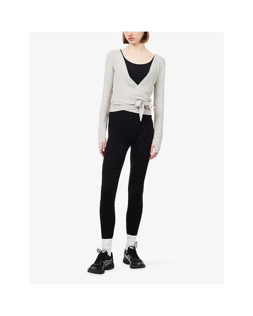 The Couture Club White Wrap-Around Long-Sleeve Knitted Cardigan