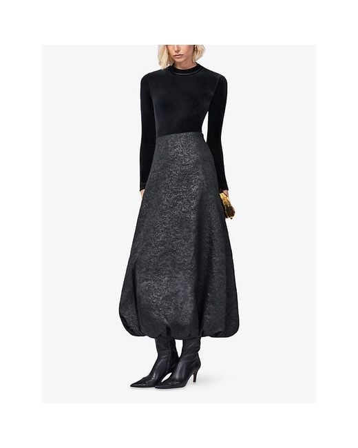 Ro&zo Blue Puffball Woven Maxi Skirt