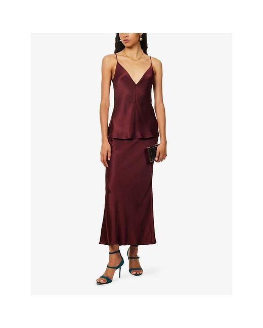 Gabriela Hearst Red Frei A-Line Silk Maxi Skirt