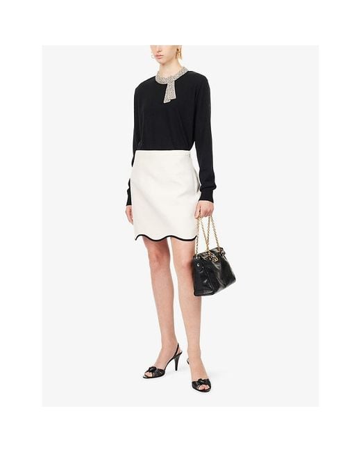Valentino Black Crystal-Embellished Virgin-Wool Jumper