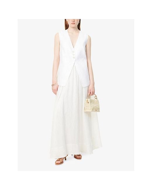 Dissh White Knox V-Neck Linen Vest