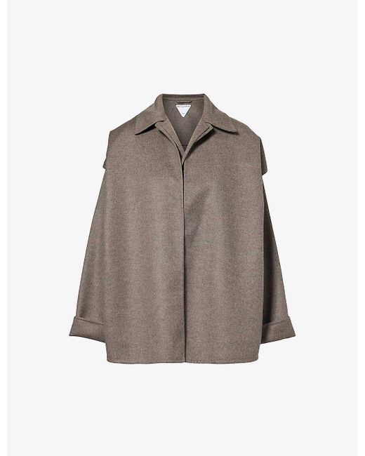 Bottega Veneta Gray Single-breasted Notched-lapel Regular-fit Wool And Cashmere-blend Coat