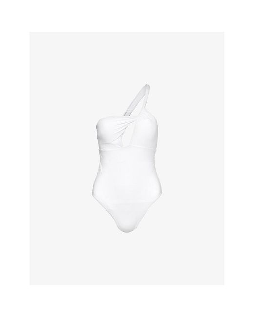Max Mara White Corine Halterneck Swimsuit X