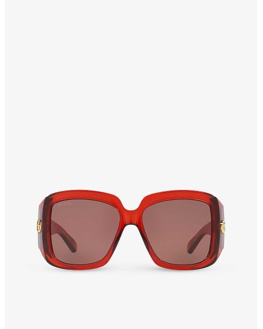 Gucci Pink Gc002115 gg1402s Square-frame Acetate Sunglasses
