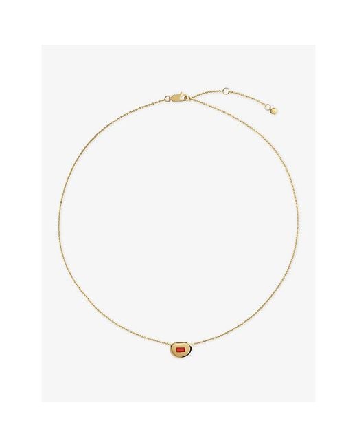 Monica Vinader Metallic Gemdrop Soft Oval 18Ct Vermeil And Onyx Chain Necklace