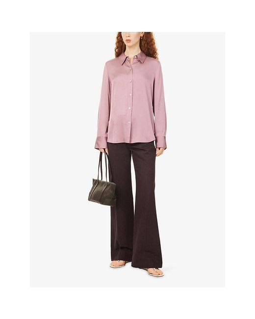 Vince Pink Slim Fit Silk-Blend Shirt