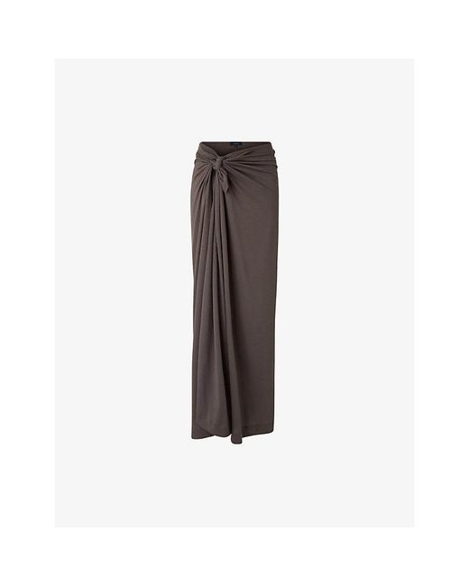 Soeur Brown Goa Wrap-Front Cotton-Jersey Maxi Skirt