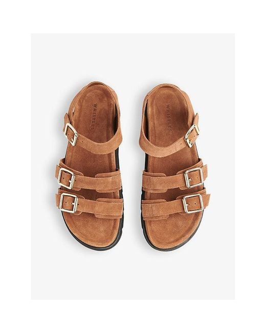 Whistles Brown Jemma Chunky Cleated-Sole Leather Sandals