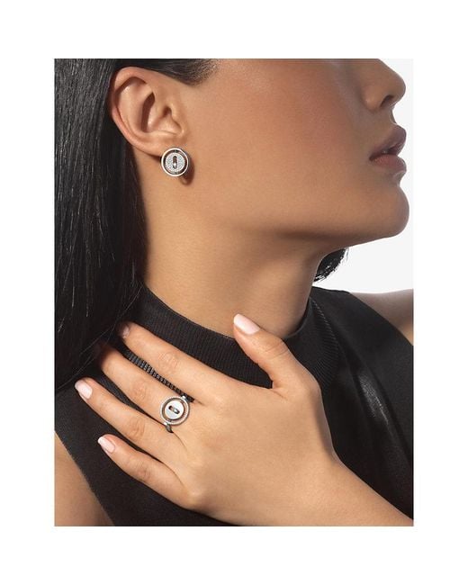 Messika White Lucky Move Pave 18Ct And 0.48Ct Diamond Stud Earrings
