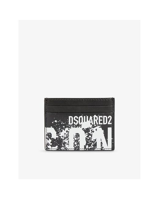 DSquared² White Splash Leather Card Holder for men