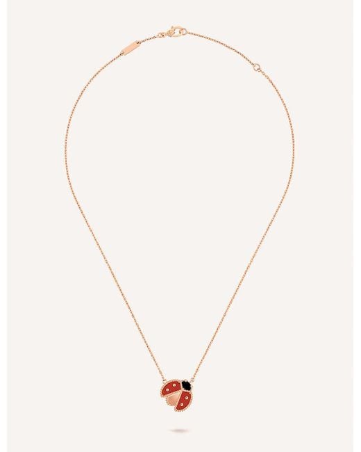 Van Cleef & Arpels Natural Lucky Spring 18ct Rose-gold Carnelian And Onyx Pendant Necklace