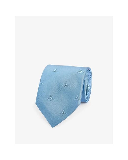 Vivienne Westwood Blue Uni Wide-blade Silk Tie for men