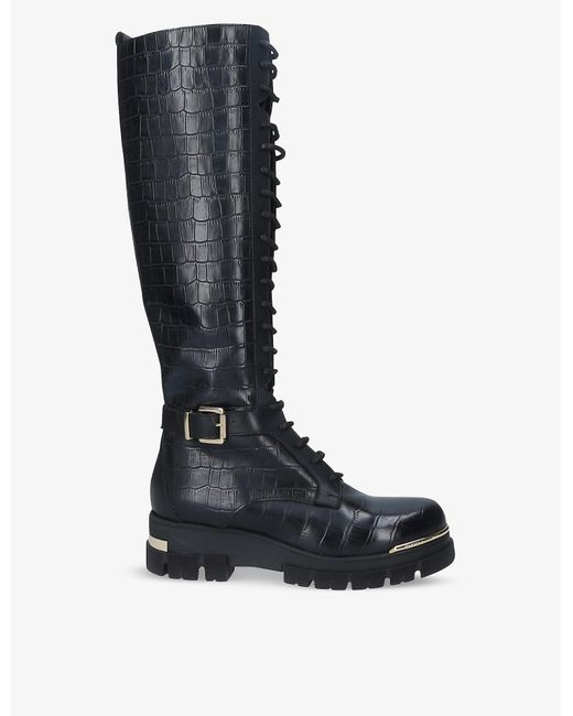Carvela Kurt Geiger Stash High Crocodile-embossed Leather Knee-high Boots  in Black - Lyst