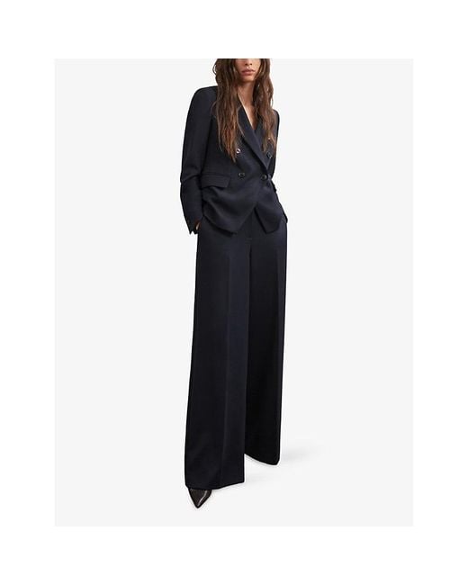 Reiss Blue Gabi Double-Breasted Stretch-Woven Blazer