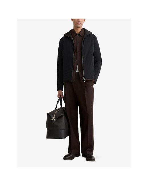 Reiss Black Devonay Reversible Hooded Puffer Jacket for men