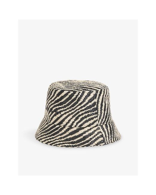 Marni White Raffia-Effect Woven Bucket Hat
