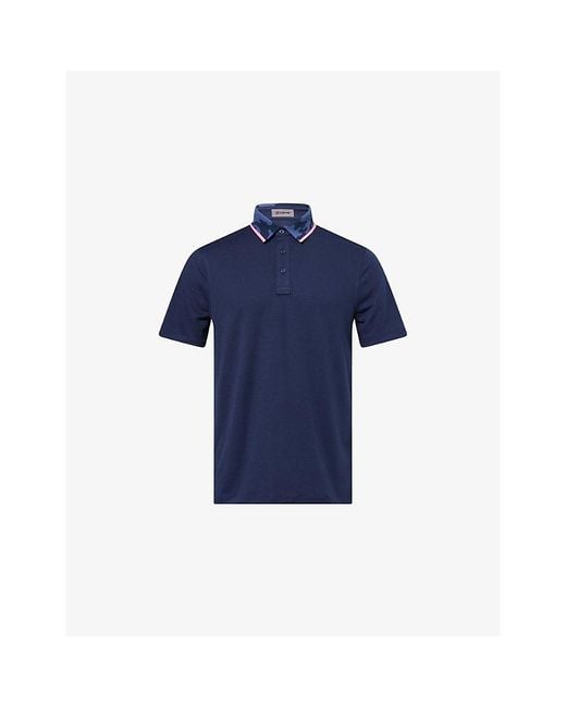 G/FORE Blue Camo-Collar Short-Sleeve Woven Polo Top for men
