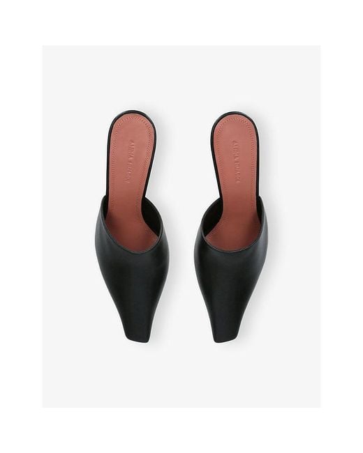 AMINA MUADDI Black Jamie Mule 80 Leather Heels