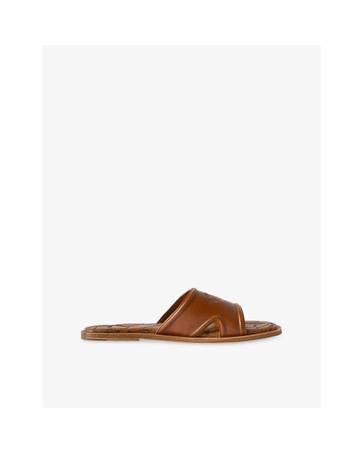 Zadig & Voltaire Brown Beach Logo Leather Slides