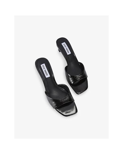 Steve Madden Black Hints Leather Mules