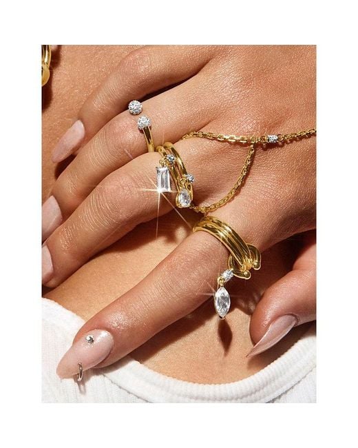 Iphoria White Mini Pierced 18Ct- Vermeil And Emerald-Cut Topaz Drop Ring