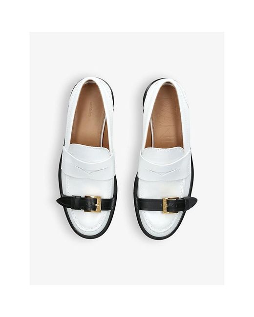 J.W. Anderson White Buckle-embellished Leather Loafers