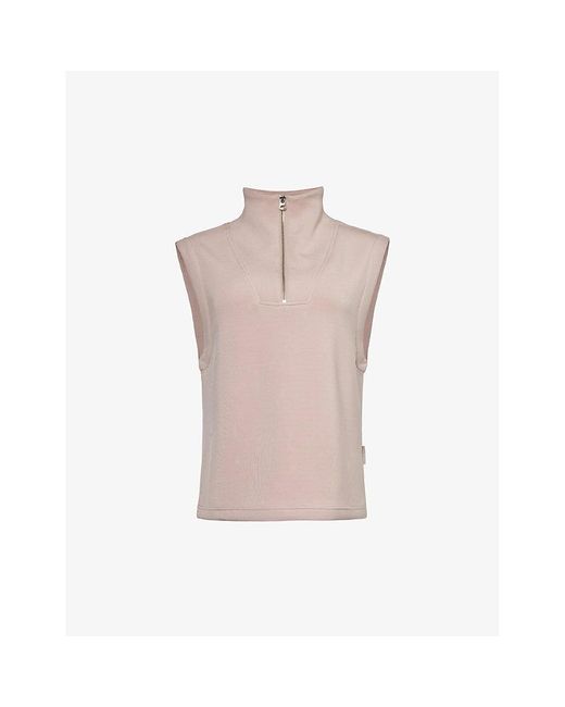 Varley Pink Magnolia Half-zip Relaxed-fit Stretch-woven Top