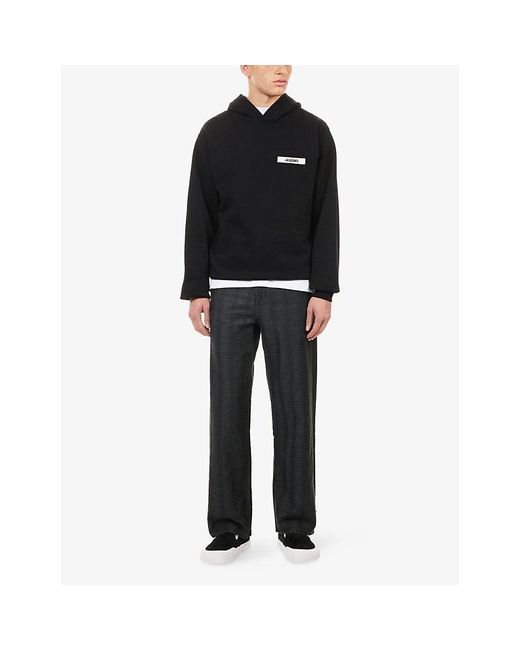 Jacquemus Black Le Hoodie Logo-Tab Cotton Hoodie for men