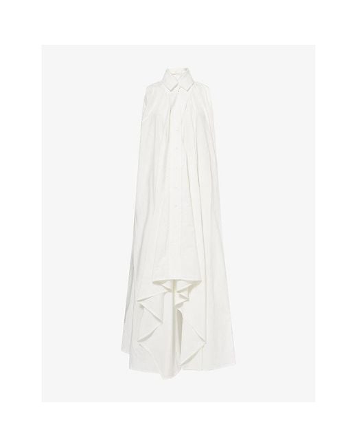 Marc Le Bihan White Sleeveless Trapeze Kimono Cotton-Poplin Maxi Dress