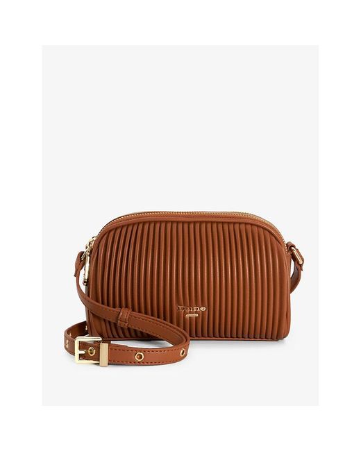 Dune Detail Doublezip Fauxleather Crossbody Bag in Brown Lyst