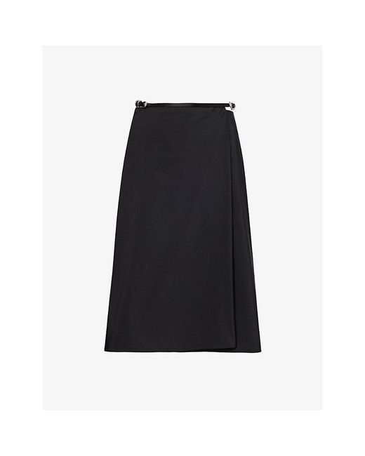 Givenchy Black Wrap-around Mid-rise Shell Midi Skirt
