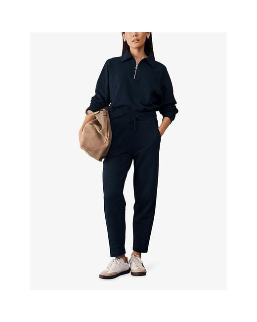 The White Company Blue Travel Tapered-Leg Cotton Trousers