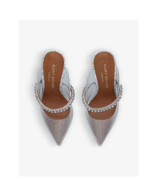 Kurt Geiger White Duke Crystal-Embellished Pvc Heeled Mules