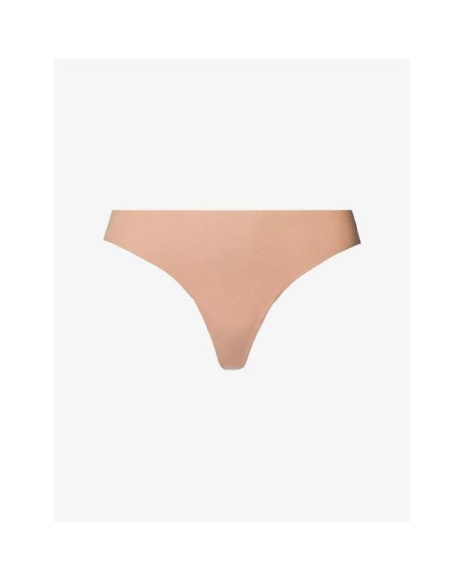 Hanro Natural Invisible Mid-Rise Stretch-Cotton Thong