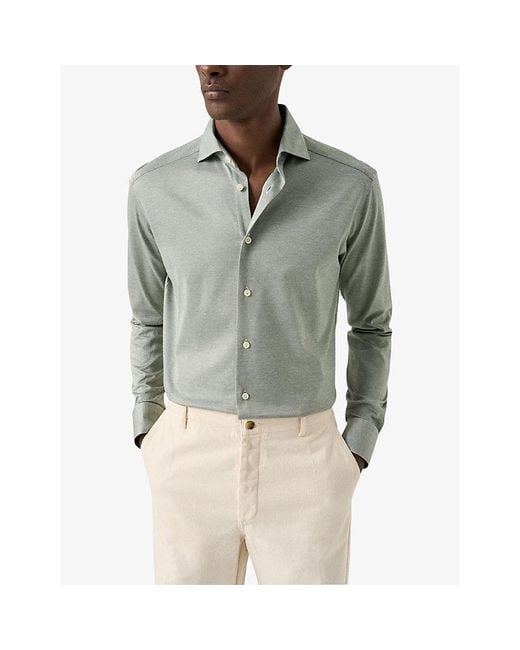 Eton of Sweden Gray Filo Di Scozia Contemporary-Fit Cotton-Knit Shirt for men