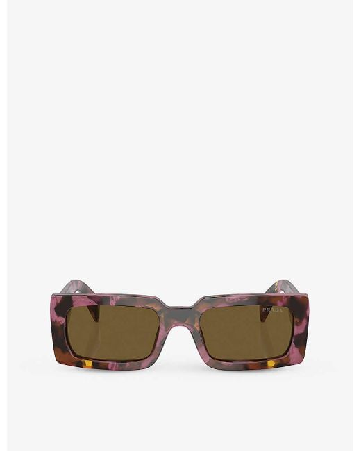 Prada Purple Pr A07s Pillow-frame Tortoiseshell Acetate Sunglasses for men