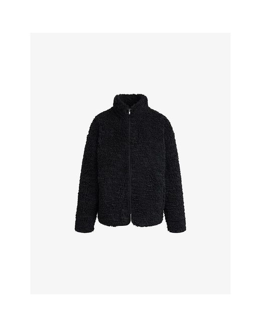 Skims Black Oversized-Fit Mock-Neck Faux-Fur Jacket